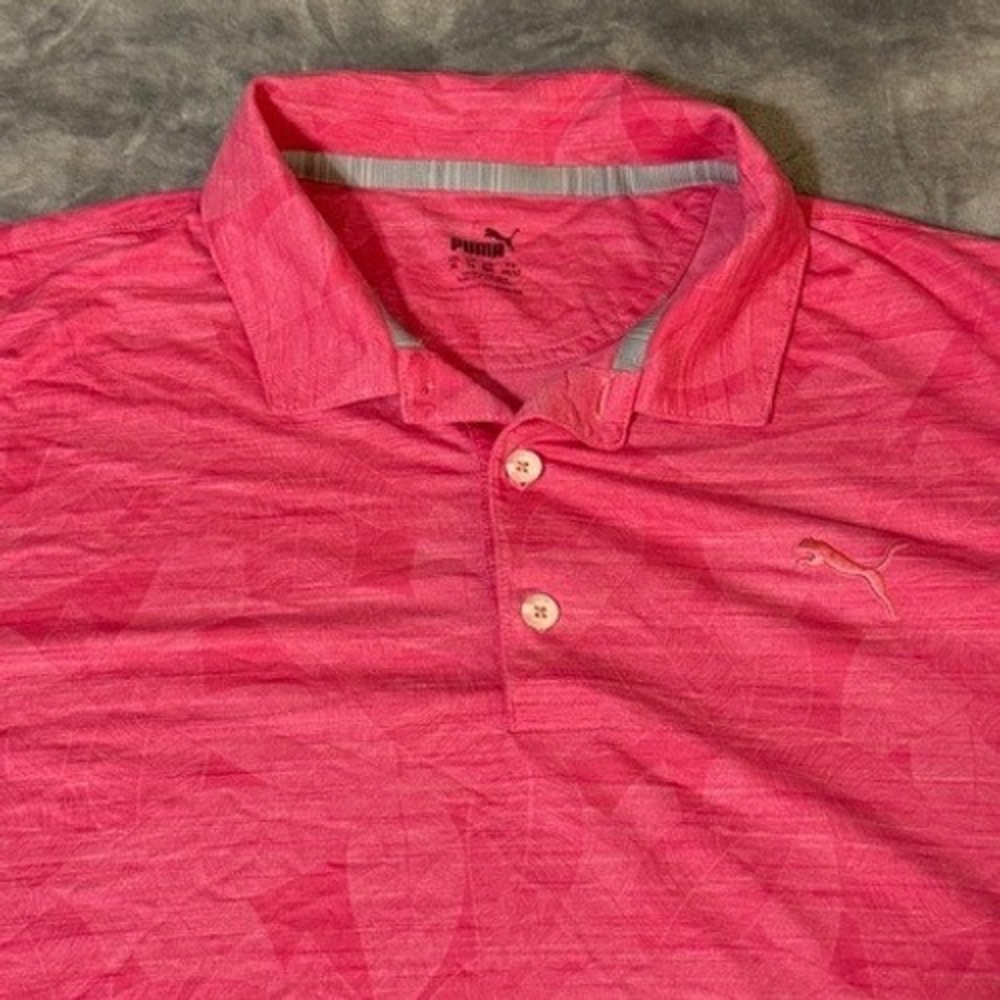 Puma Mens Pink Tropical Leaf Golf Polo Shirt Short Sleeve 535445-03 Size 2XL